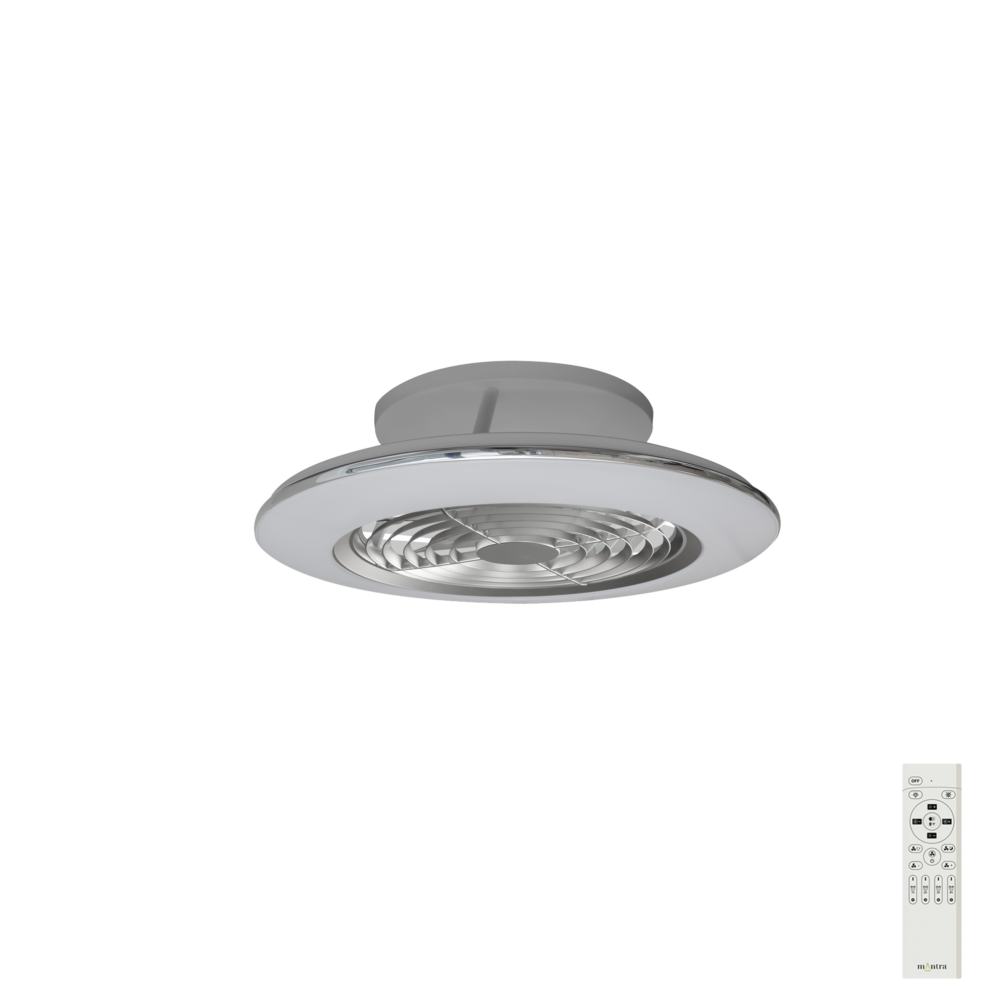 M7494  Alisio Mini 70W LED Dimmable Ceiling Light & Fan; Remote Controlled Silver